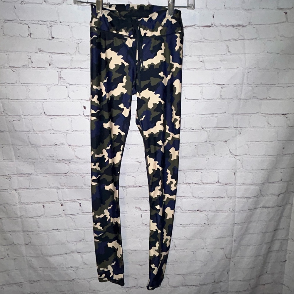 The Upside Blue Heritage High Rise‎ Camo Drawstring Stretch Leggings Size 4 - Picture 2 of 8
